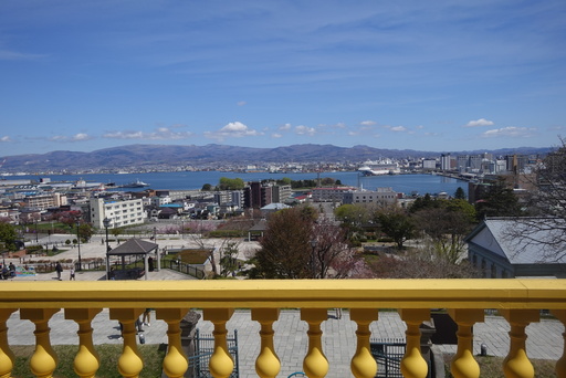 旧函館区公会堂から函館湾を臨む眺望